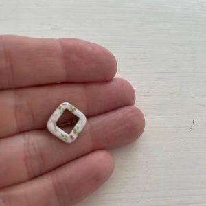 Mini Vintage Square Floral Painted Pin Dainty